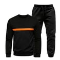 thumbnail image 4 of Men's Casual Sports Two-Piece Set - Color-Blocked Round-Neck Top With Elasticated Bottom Pants Set Black Xxl, 4 of 6