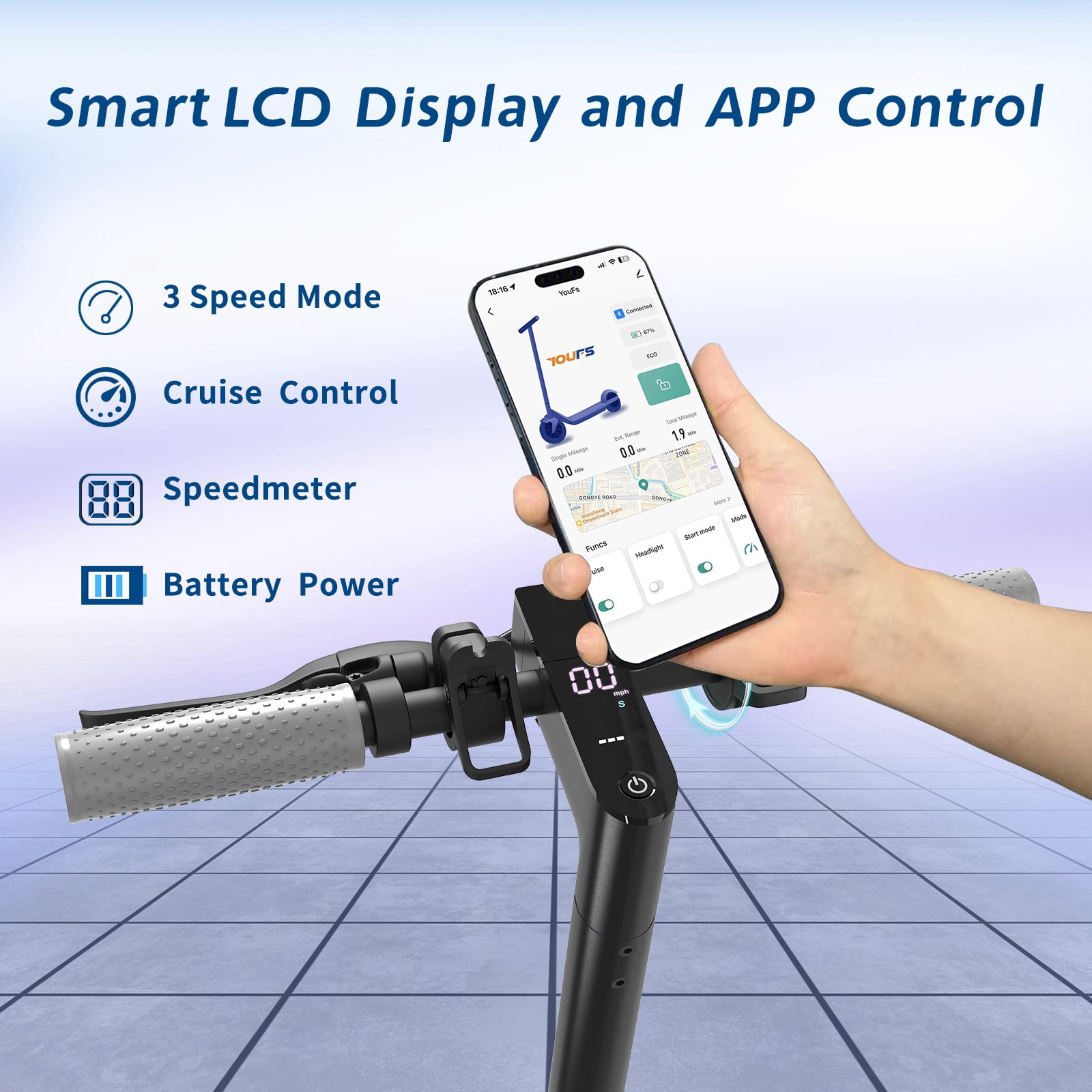 HiQiS Electric Scooter for Adults, Up to 19 MPH, 21 Miles Ranges, 350W Motor E-Scooter with 8.5" Tires, Foldable Escooter with Dual Braking and APP Control, UL Certified