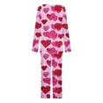 thumbnail image 6 of CZHJS Valentine's Day Womens Pajamas for Women Set Long Sleeve Festival Party Holiday Loungewear Pj Sets Matching Outfits Pajama Wide Leg Pants and Scoop Neck Shirts Sets&nbsp; 2 Piece Plus Size, 6 of 7