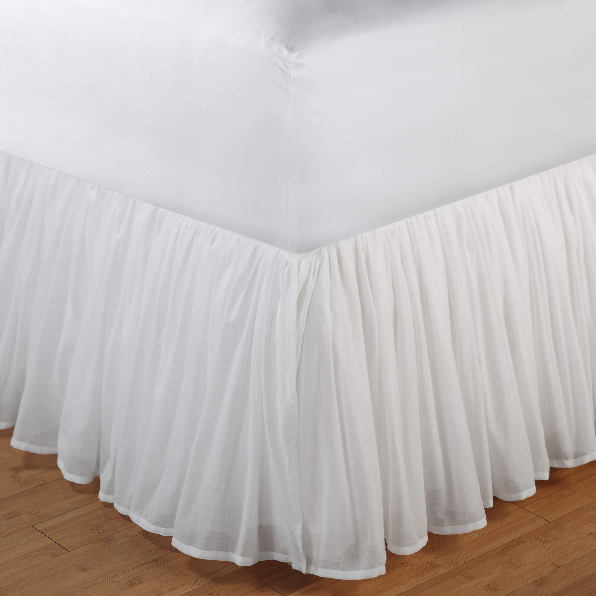 Greenland Home Fashions Cotton Voile Bed Skirt - 18 in. Ruffle - White - Queen