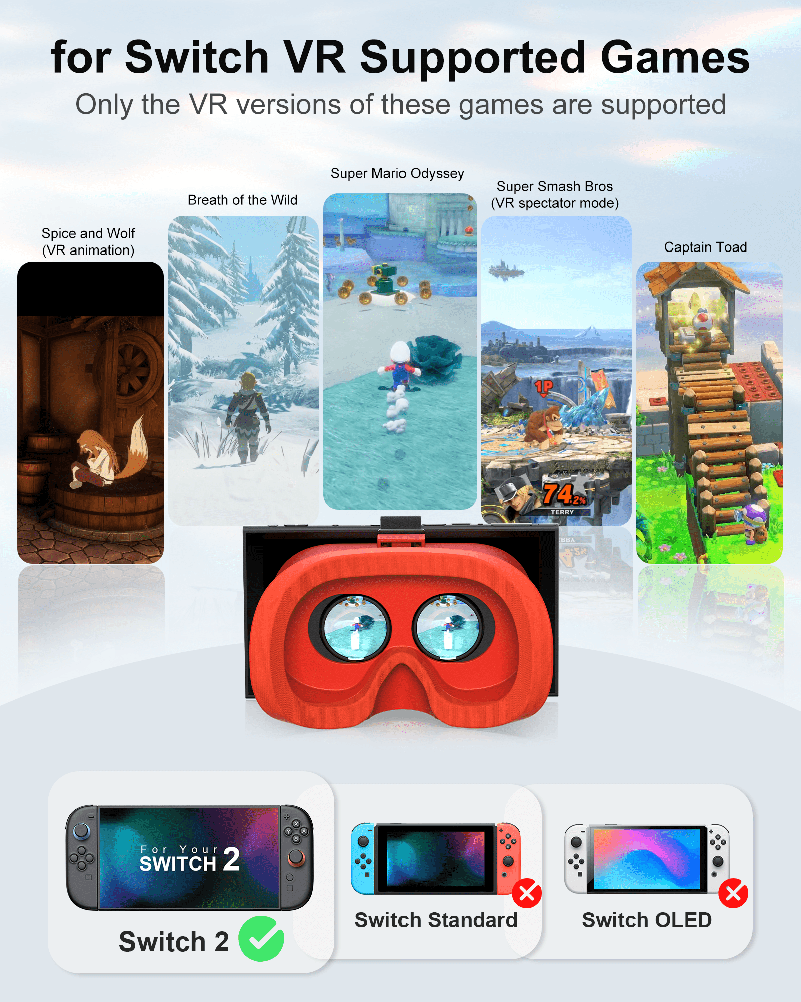 Upgraded VR Headset for Nintendo Switch 2 - Adjustable HD Lens