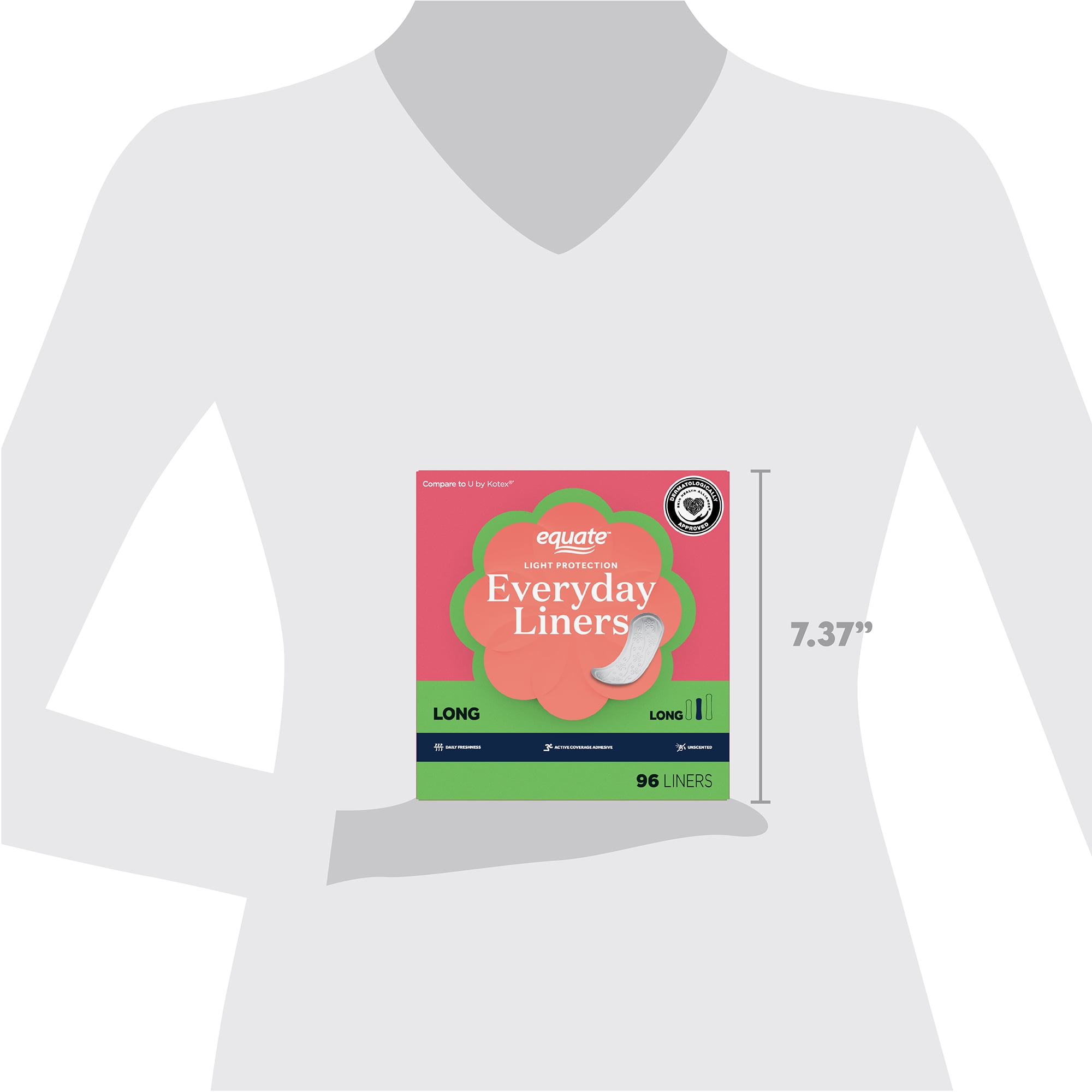(2 pack) Equate Light Protection Everyday Panty Liners, Long Length, 96 Count