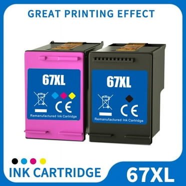 67XL Ink for HP 67 Ink Cartridges for Printer Ink HP 67 for HP Deskjet 2700 4100 2755 4155 4152 Envy 6458 6000 6400 6055 6052 Printer(2-Pack, Black, Tri-Color)