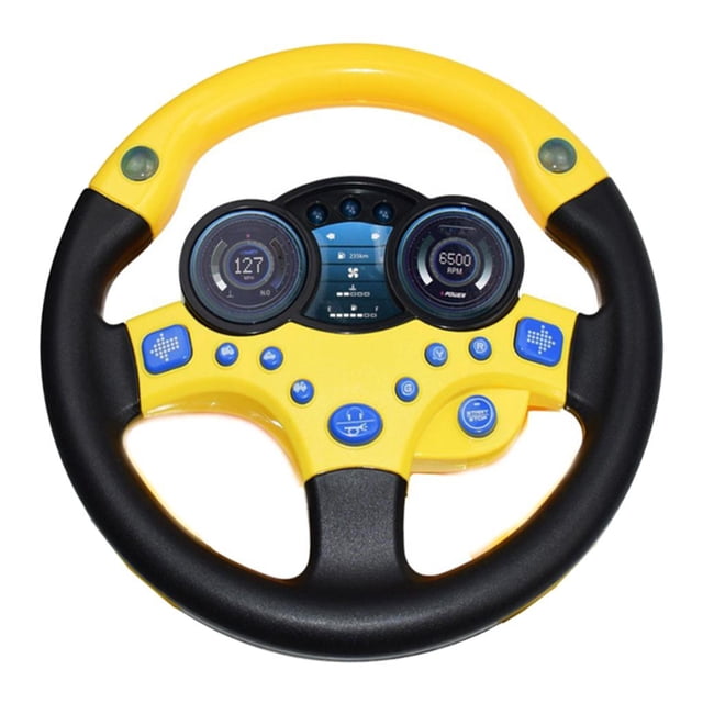 Volante de simulación, con luz y música, varios sonidos de conducción, juguetes educativos de desarrollo musical para bebés y , regalos de cumple , Amarillo Baoblaze Juguete del volante