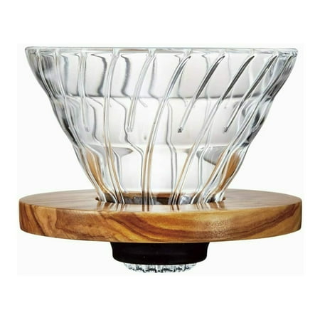 Hario V60 Glass Coffee Dripper Olive Wood Size 02