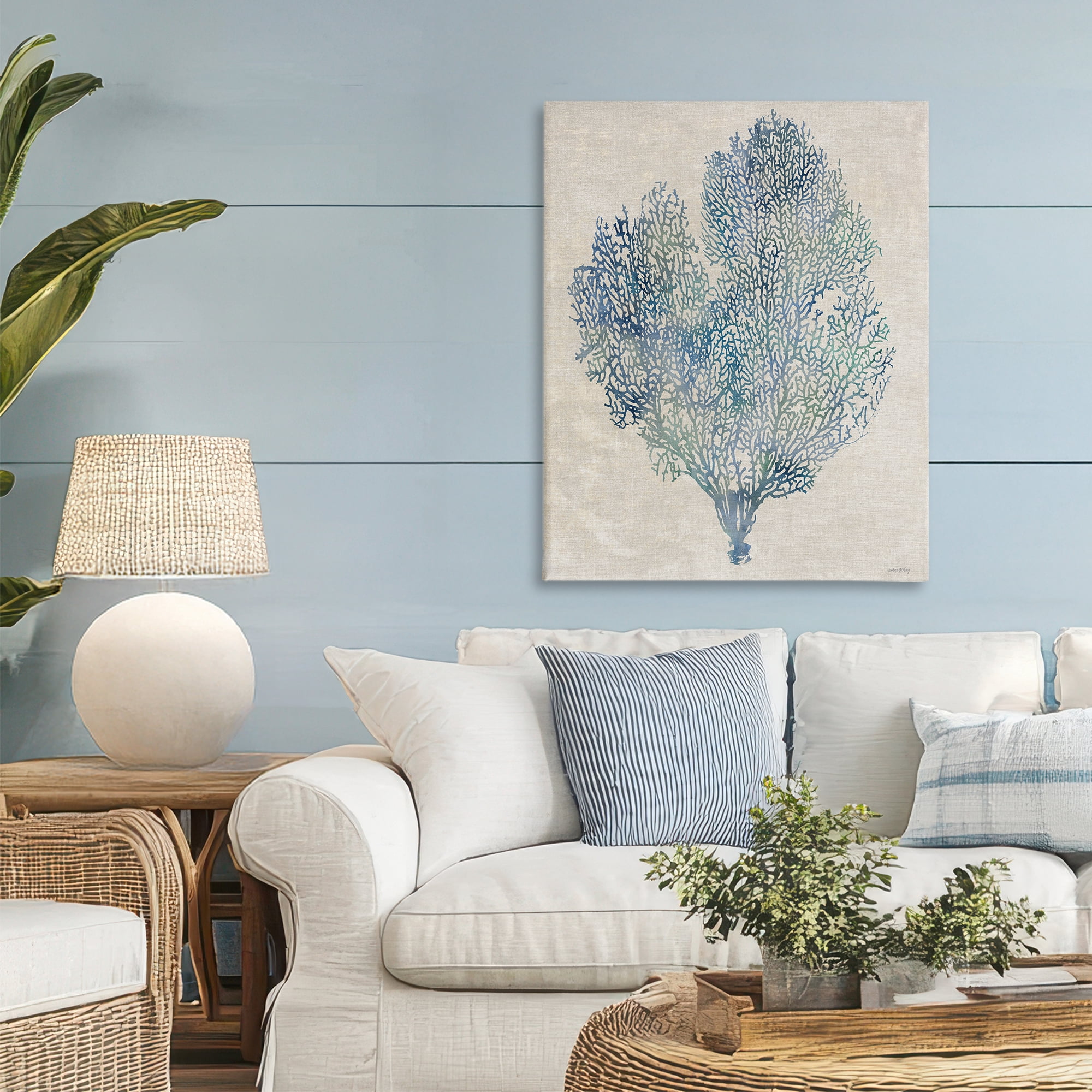 Stupell Industries Fan Coral in Blue & Green Canvas Wall Art, design by Amber Sterling