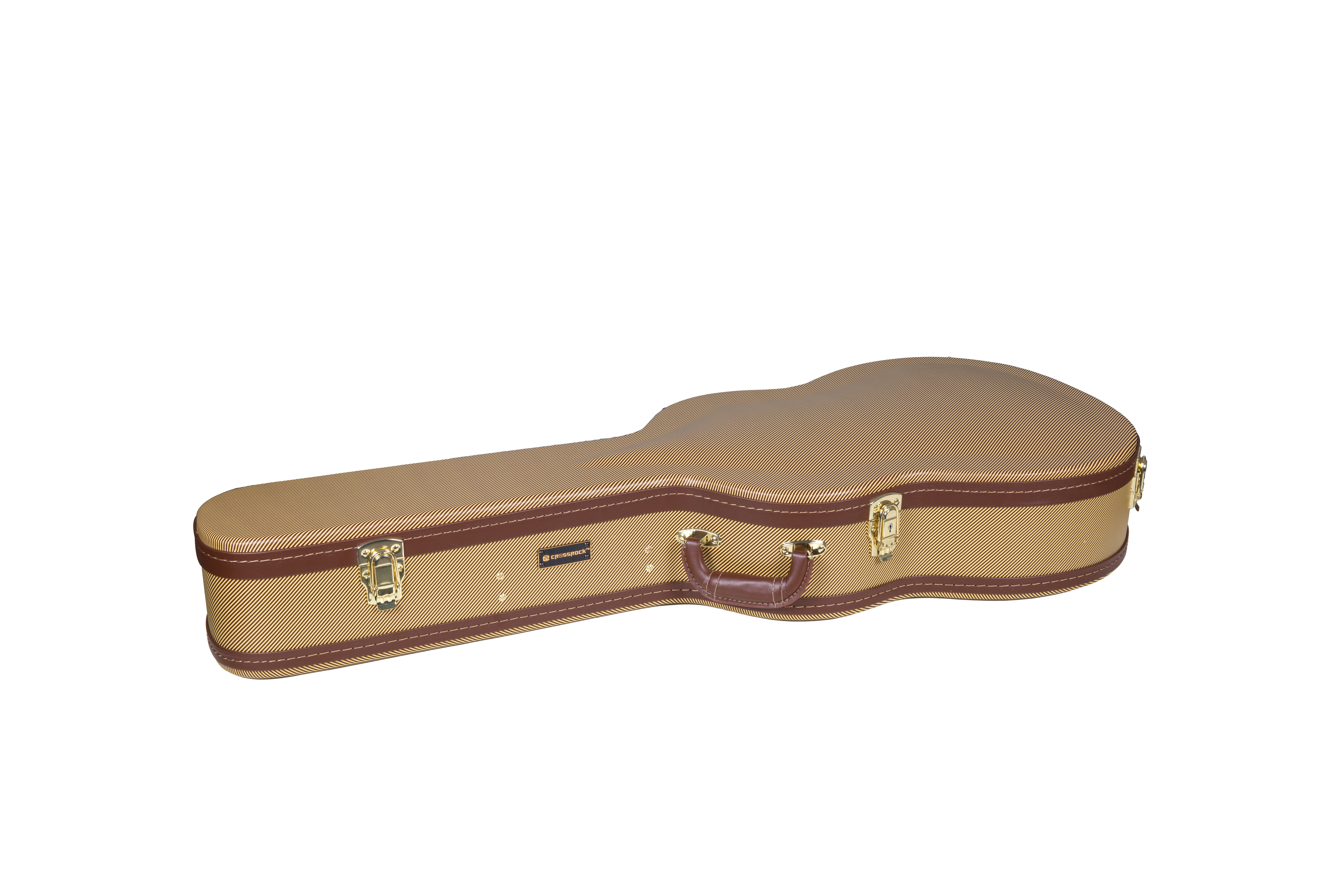 Crossrock Hard-Shell Wooden Case-Fits 4/4 Classical Nylon String Acoustic Guitars-Stainless Steel Latches, Sponge Lining, Metal Feet, Storage Space-Vinyl Tweed