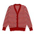 thumbnail image 6 of Lixiuxyad ‌Women's V-Neck Striped Knit Cardigan Long Sleeve Button-Front Summer Knit Tops,Red, 6 of 6