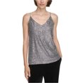 thumbnail image 1 of Calvin Klein Womens Sequin Camisole Cami Tank Top, silver, Petite, PL, 1 of 1