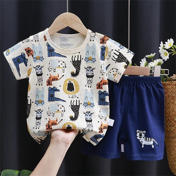 EliteGoogv T Shirts For Kids Short Sleeve Crew Neck Cotton Topss Elastic Waist Shorts Summer Casual Clothing Two Piece Sets Toddler Boys Girls Outfits Beige