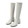 thumbnail image 7 of Dasayo Women's Boots Mid-Calf Beige Dress Elegant Square Toe Block Heel Classic Faux Leather Boots Womens Shoes 36, 7 of 7
