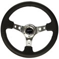 thumbnail image 1 of NRG Innovations RST-006SL Volant Renforcé (Volant Sport de 350 mm (3 Pouces de Profondeur) - Rayons Argentés avec Trous Ronds/cuir Noir), 1 of 3