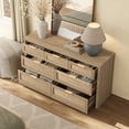 thumbnail image 5 of SICOTAS 56.88" Wide 7 Drawer Tall Dressers Set of 2, Boho Dresser with Oversized Storage Space Rattan Dressers & Chests of Drawer Engineered Wooden Dressers for Bedroom,Reclaimed Light Oak, 5 of 7