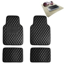 FH Group Diamond Pattern Floor Mats Leather For Car SUV Van Black w/ Beige Dash Pad