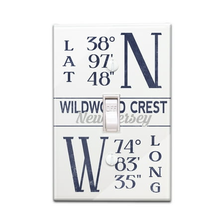 Lighting Stores In South Jersey Wildwood Crest, New Jersey - Latitude & Longitude (Blue) - Lantern Press Artwork (Light Switchplate Cover) ()