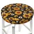 thumbnail image 3 of Daiia Sunflowers And Bww Stool Covers Round,Round Bar Stool Covers Waterproof Bar Chair Covers Washable Stool Cushion Slipcover for 12-14 Inch Chair-13 inch, 3 of 7