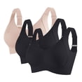 thumbnail image 2 of Women's Sports Bra Everyday Bra Wireless Front Closure Padded Racerback Comfort Breathable Yoga Activewear Daily Lounge | CSEONE,Black 3XL, 2 of 8