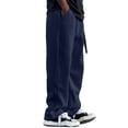 thumbnail image 4 of Uwinwear Men's Track Sweatpants, Open Bottom Elastic Waist Casual Workout Pants Elastic Drawstring Long Pants Casual Loose Fit Trousers,Navy,XXL, 4 of 4