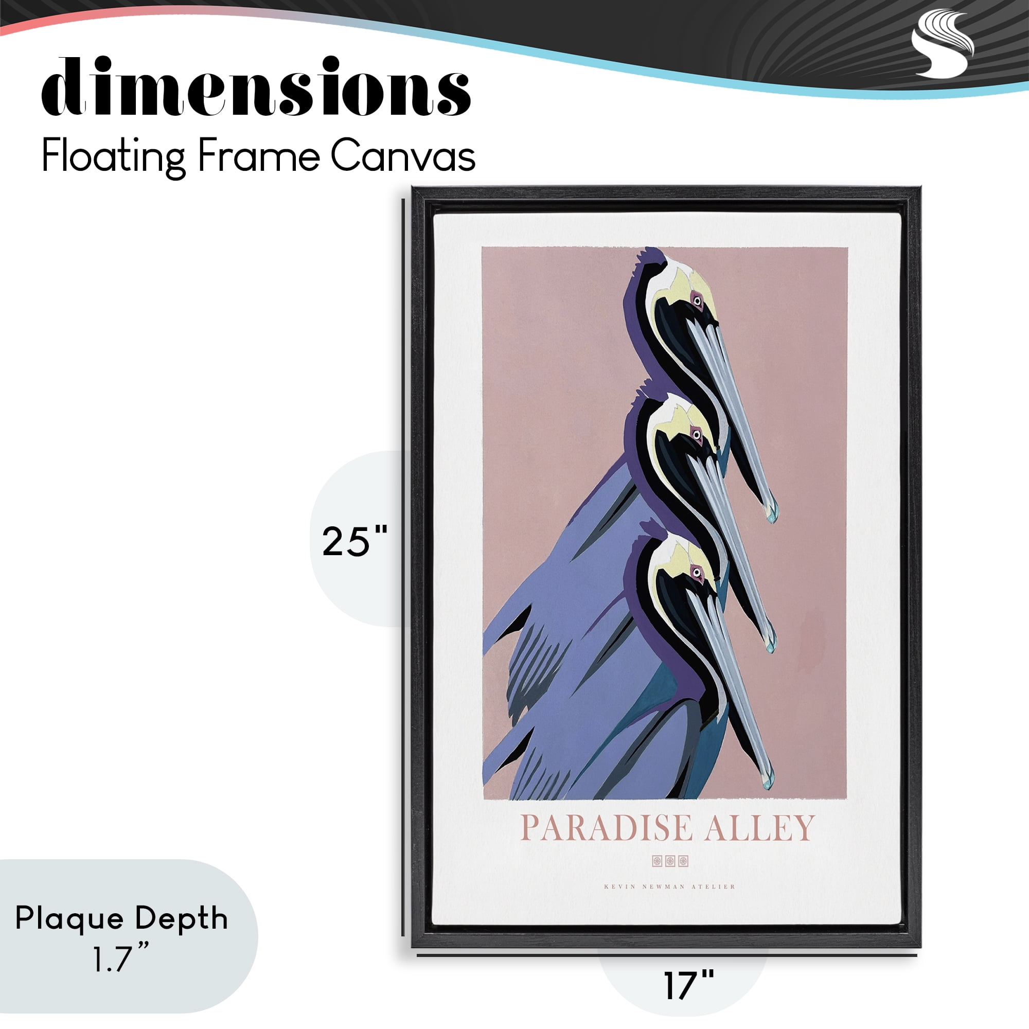Stupell Industries Paradise Alley Pelican Trio Black Framed Floater Canvas Wall Art, design by Jadei Graphics