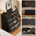 thumbnail image 5 of Treocho 4-Drawer Dresser, 30"W Fluted Chest of Drawers with Golden Metal Handles, Black, 5 of 7