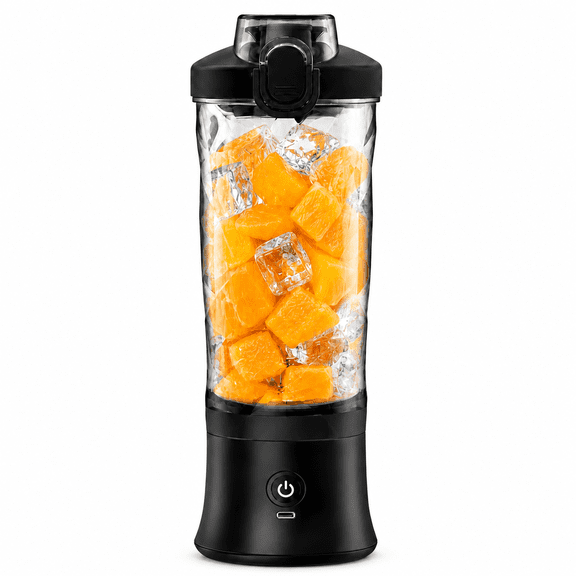 HANGJIE 20 oz Portable Blender, 3000mAh USB Rechargeable Personal Smoothie Maker with 10 Stainless Steel Blades, 18,000 RPM and 7-Color LED Light, Black