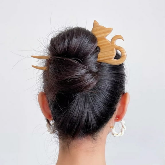 Wood Cat Hair Pin