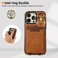 thumbnail image 3 of Wallet Back Case for iPhone 13 Pro with Wrist Strap, Stylish Magnetic Card Holder Finger Ring Kickstand PU Leather Lanyard Shockproof Slim Phone Case Cover for iPhone 13 Pro, Brown, 3 of 9