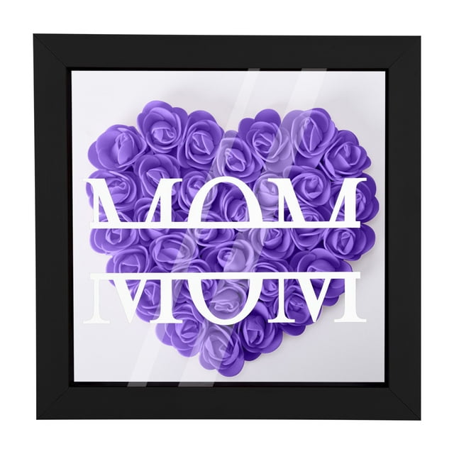 TIMIFIS Râteau à Tapis Personnalisé Boîte à Fleurs avec Nom Rose Préservée Cadre Photo Boîte à Souvenirs Personnalisée Présentoir à Fleurs Cadeaux d'Anniversaire pour Maman Grand-Mère Diy