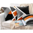thumbnail image 5 of Set of 4 Throw Pillow Covers Modern Abstract Stripe Simple Geometric Acrylic Bold Decorative Pillow Cases Home Decor Square 18x18 Inches Pillowcases(Black Grey Orange), 5 of 6