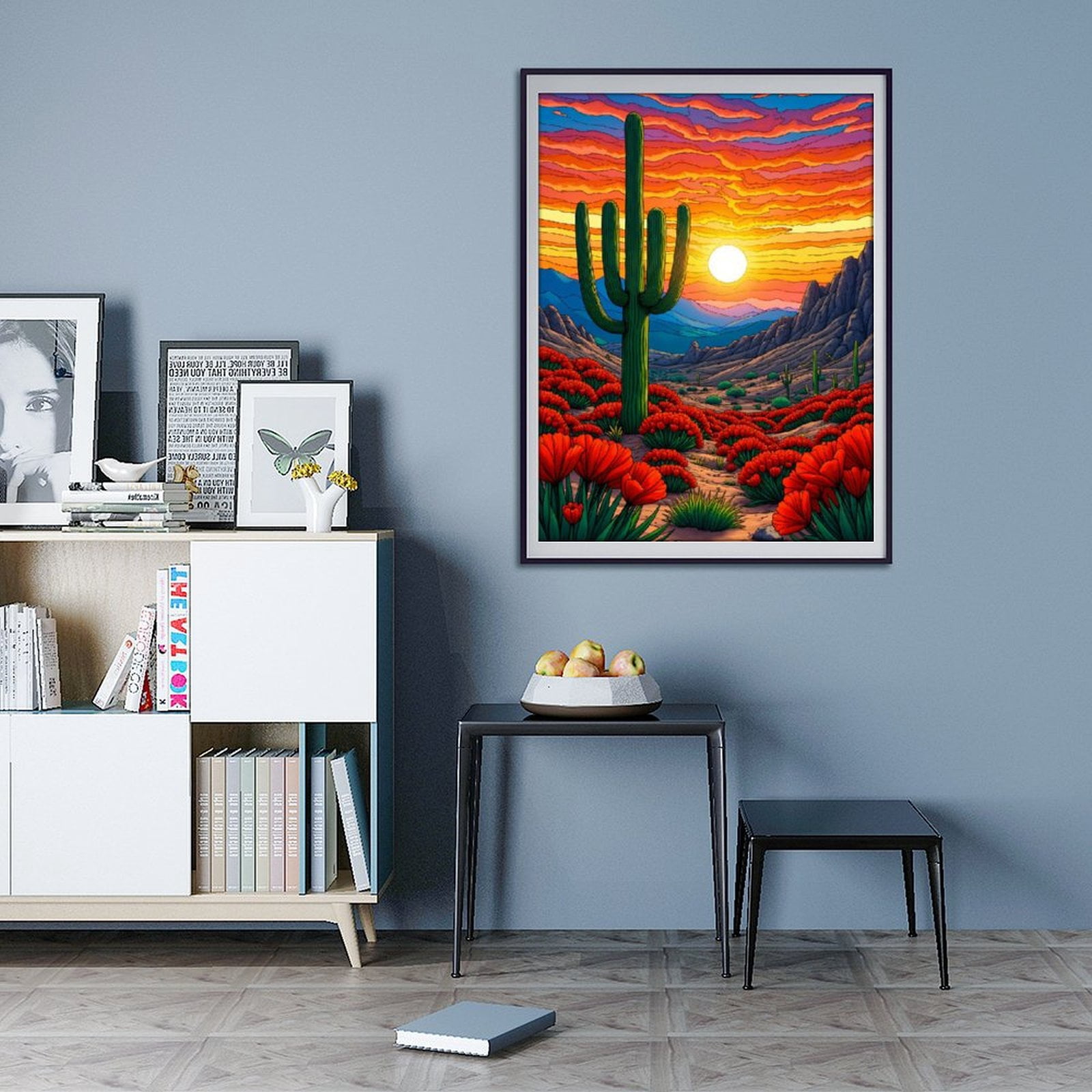 Diamond Art Kit for Adults, Sunset Desert Landscape Blossoms Diamond Painting for Adults Beginners, DIY Diamond Art Painting Kits, 5D Diamond Painting Crafts for Home Decor 12x16 Frameless