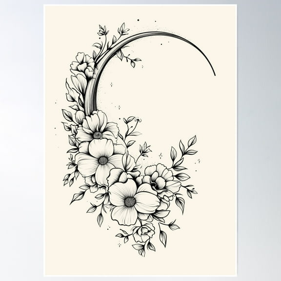 Minimalist Aesthetic Floral Design – Line Drawing Vibes Poster Wall Art, Modern Wall Decor, 8x12 UNFRAMED