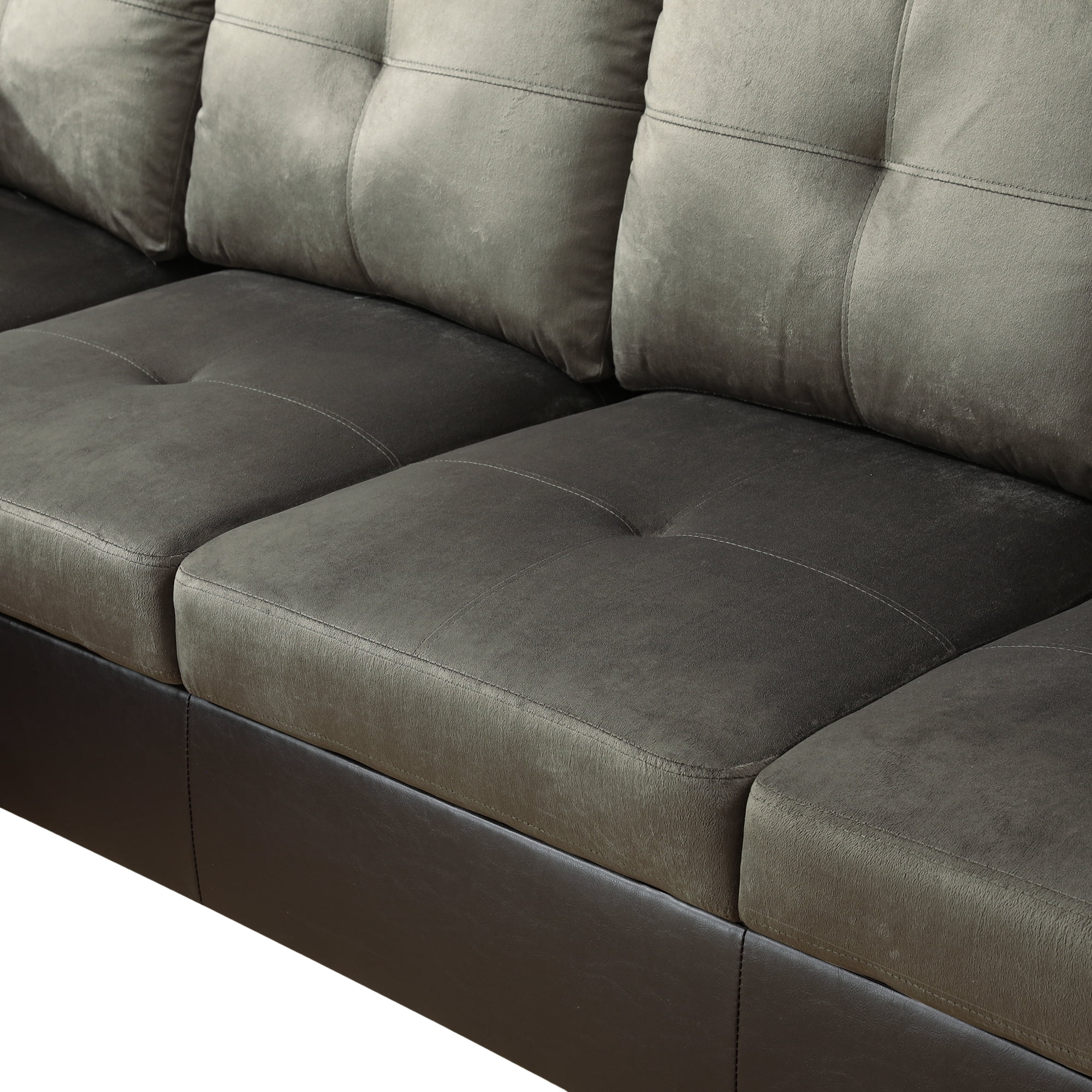 MAYEERTY Taupe Modern 3-Piece Flannel & PVC Couch Soft Durable Cozy Living Room