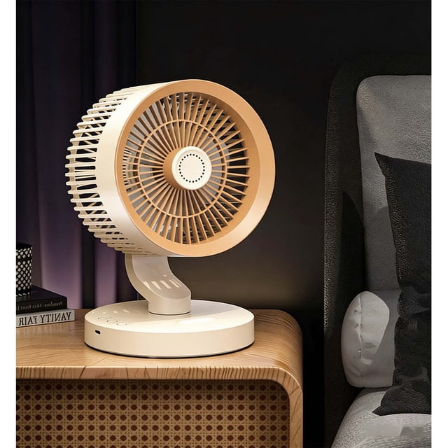 Mini Desk Fan with Remote Control, 5-Speed Quiet Brushless Motor, Oscillating Desktop Fan for Home Office, Bedroom, Aromatherapy Capability, Wall Mountable Design