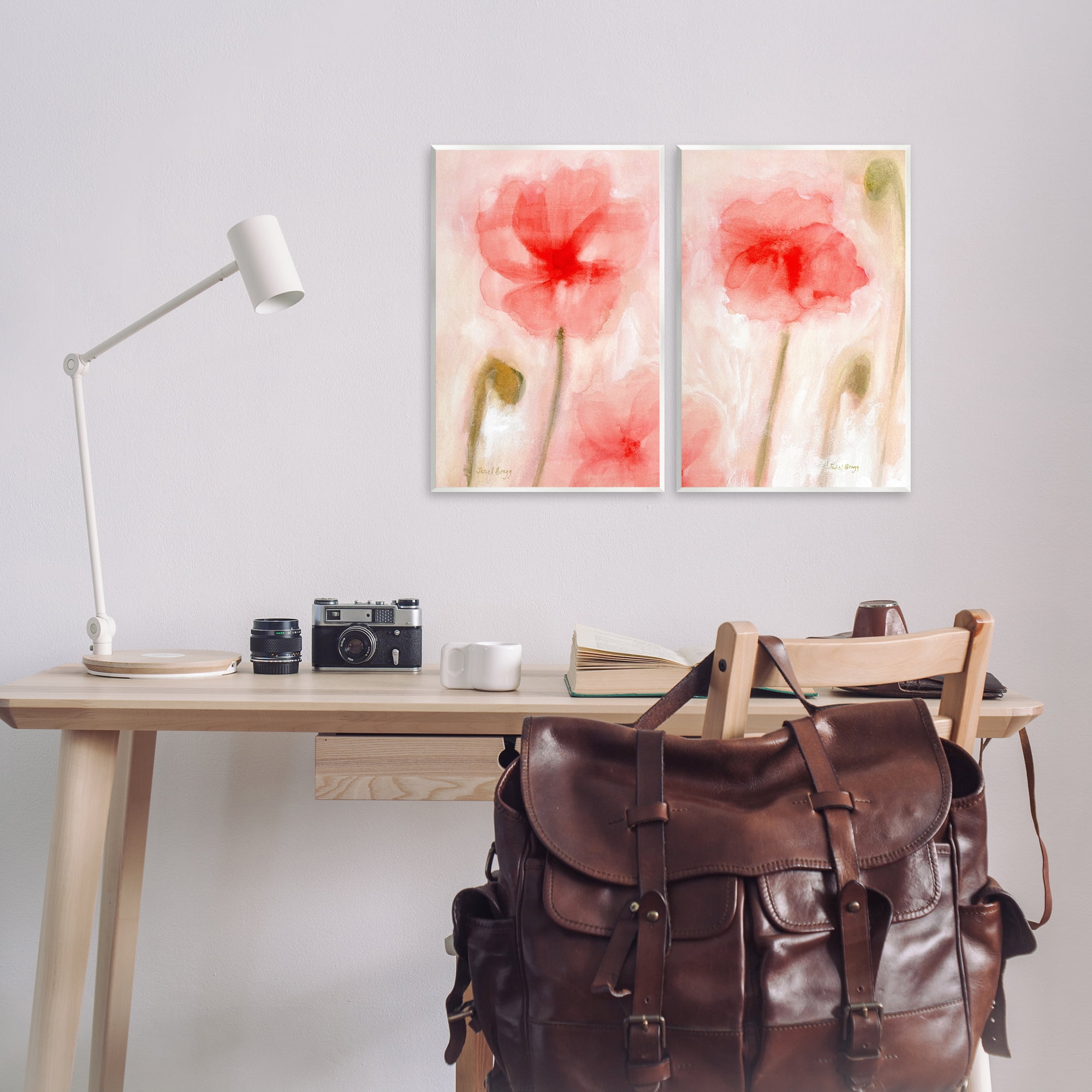 Stupell Industries Beautiful Coral Poppy Blossom Plants & Flowers Painting Unframed Art Print Wall Art, 13 x 19, Set of 2