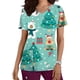 thumbnail image 1 of Pntutb Moda para mujer Camisetas de manga corta con cuello en V Uniforme de trabajo Estampado de Navidad con tops de blusa de bolsillo Pntutb Pntutb-5685, 1 of 5