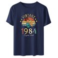thumbnail image 1 of Liamobondopolis - Camiseta vintage de 1984 para mujer, regalo de 40 cumpleaños, con estampado de letras, estilo retro, para fiesta, informal, de manga corta, 1 of 1