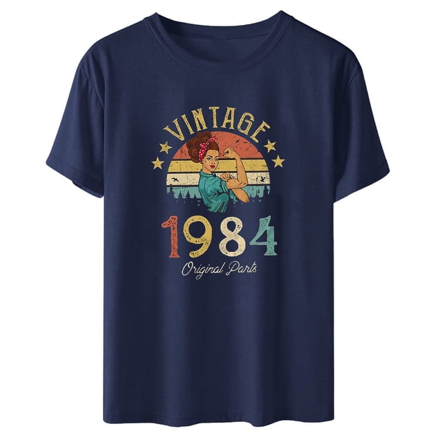 Liamobondopolis - Camiseta vintage de 1984 para mujer, regalo de 40 cumpleaños, con estampado de letras, estilo retro, para fiesta, informal, de manga corta