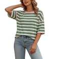 thumbnail image 2 of Diufon Women's Summer Striped Tops Casual Short Sleeve Crewneck Shirts Spring Color Block Basic Loose Blouses, 2 of 9