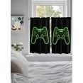 thumbnail image 4 of Tier Curtains 45 Inches Long, Green Game Controller Window Treatment Curtain Drapes, Modern Art Gaming Handheld Black Small Curtain Drapes for Bathroom Laundry Room, 27.5"x45", 2 Panels, 4 of 7