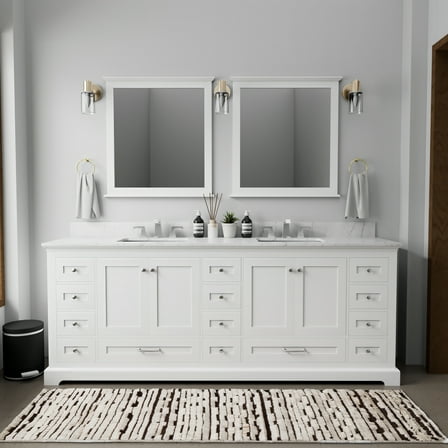 Lexora Espresso Double Bath Vanity, Carrara Marble Top, and 34 in. Mirrors
