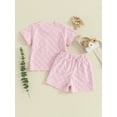 thumbnail image 5 of Aojekbee Baby 2 Piece Outfits Checkerboard Pattern Short Sleeve T-Shirt and Elastic Shorts Set for Toddler Girl Boy Cute Clothes, 5 of 10