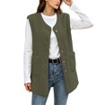 thumbnail image 2 of Staron Fall Winter Vests for Women Casual Sleeveless Solid Crew Neck Loose Comfy Basic Outerwear Warm Faux Fur Lightweight Fashion, Army Green L, 2 of 7