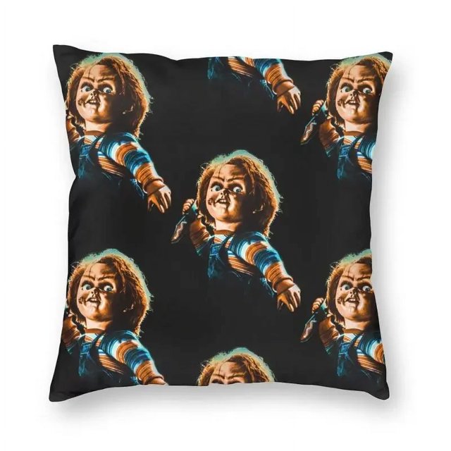 Funda de cojín de la novia de Chucky, 40x40cm, funda de almohada de juego para niños de Halloween, almohadas modernas de terciopelo, decoración para salón, decoración del hogar