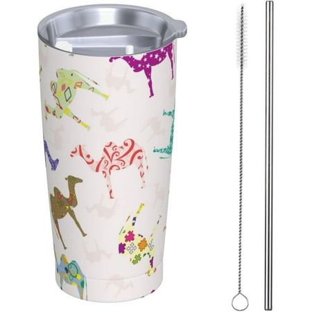 

20oz Camels Tumbler With Lid And Straw Reusable Vacuum Insulated Iced Coffee Mug Travel Cup Stainless Steel Water Bottle