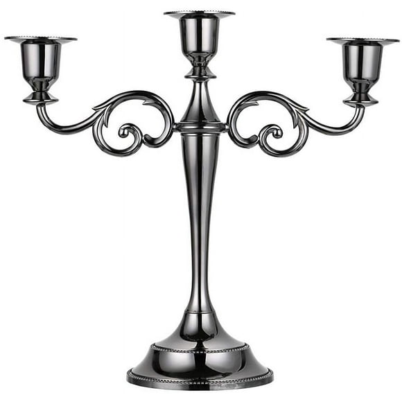Candelabro de metal de 3 brazos Bienvenido, candelabro plateado elegante europeo, candelabro para mesa de comedor de boda, fiesta de Navidad, decoración del hogar
