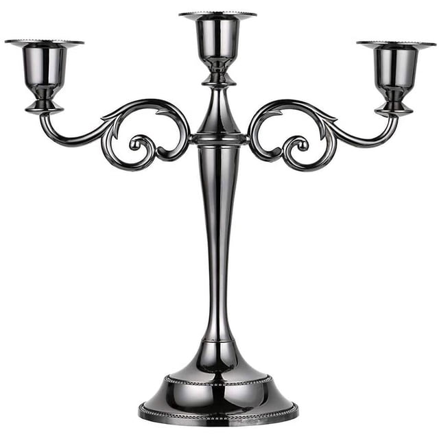 Bienvenido Candelabro de Metal de 3 Brazos Candelabro Elegante Europeo Plateado Candelabro para Bodas Mesa de Comedor Fiesta de Navidad Decoración del hogar