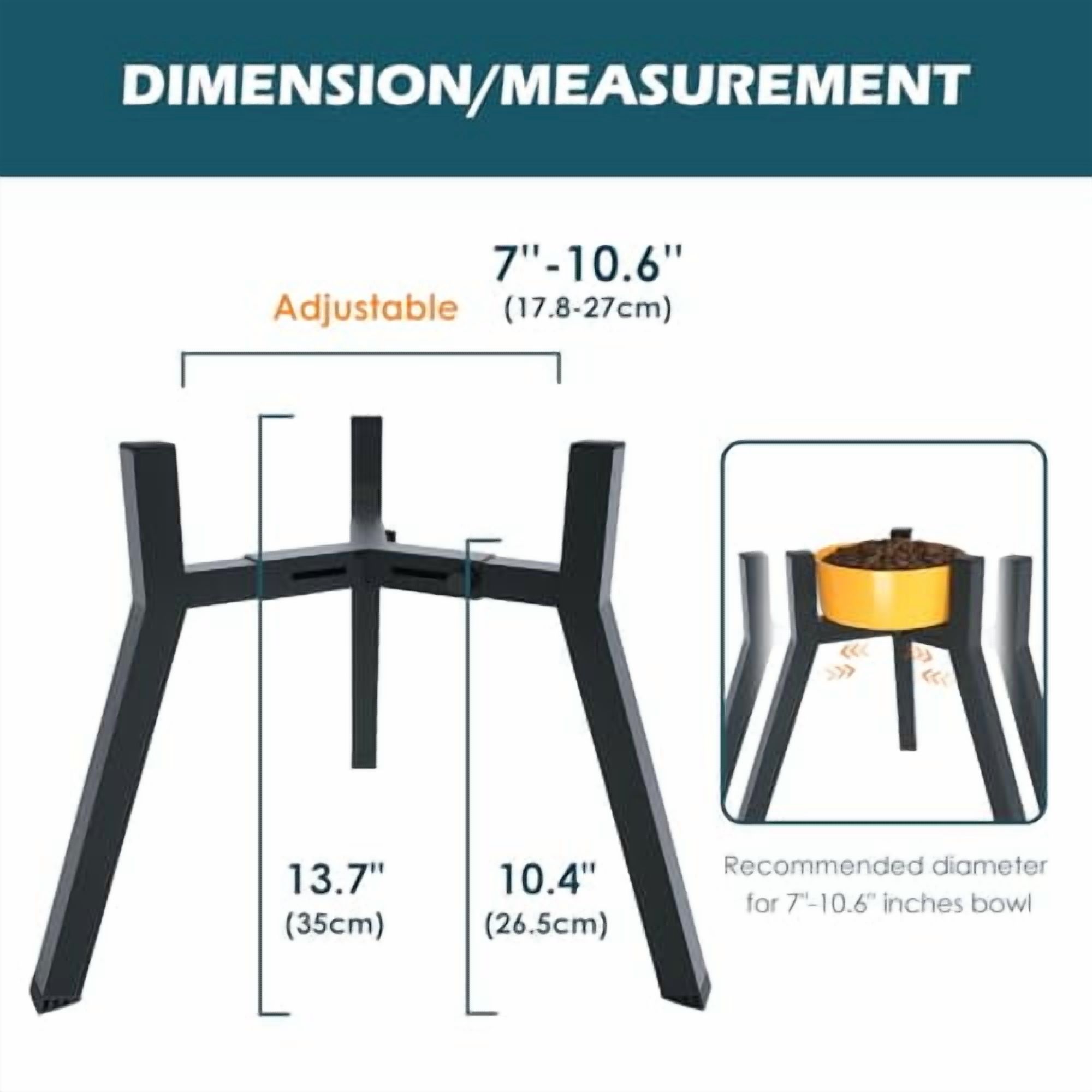 SHAINFUN Metal Raised Dog Bowl Stand for Extra Large and Large Breeds, Adjustable Width for 7-10.6" Bowls, Single Tall Elevated Dog Bowls Holder, 13.7" Tall