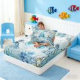 thumbnail image 4 of Manfei Watercolor Underwater Letter A Axolotl Sea Turtle Twin Sheet Sets for Kids Boys and Girls, Nautical Alphabet Print Bedding 3pcs, 1 Flat Sheet, 1 Fitted Sheet and 1 Pillowcase, 4 of 6