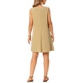 thumbnail image 3 of INSPIRE CHIC Women's Linen Dresses Summer Sleeveless Sundress Casual Loose Flowy Mini Tank Beach Dress with Pockets S Khaki, 3 of 6