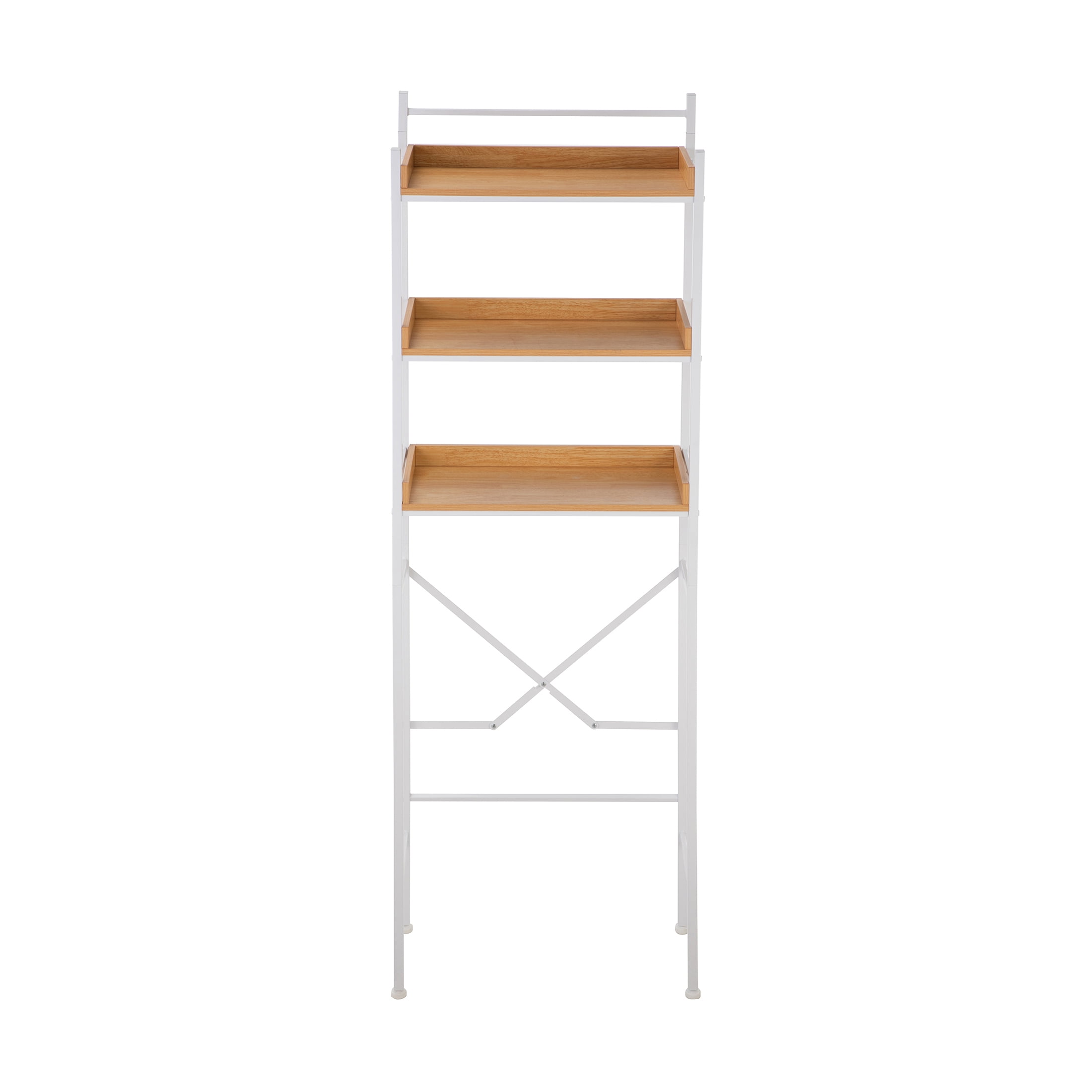 HomeZone Bathroom Quick-Assembly 3-Shelf Steel Storage Shelves with MDF Wood Grain Veneer, White
